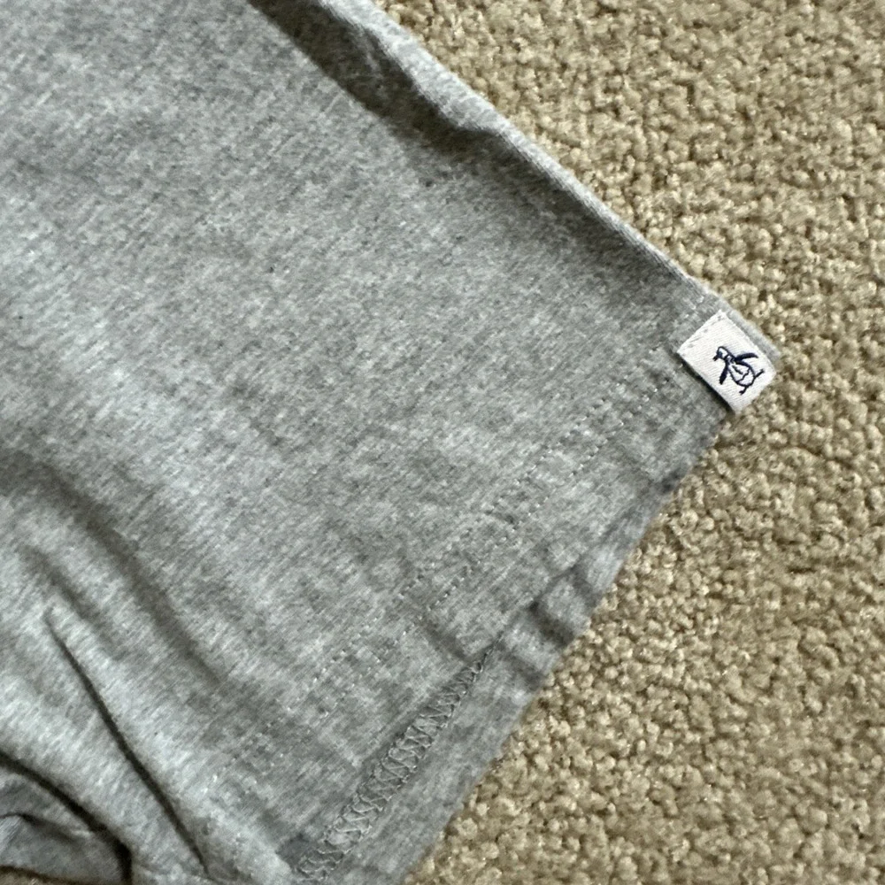 Original Penguin Tee Shirt Mens Gray Short Sleeve Logo Organic Cotton Tropical L
